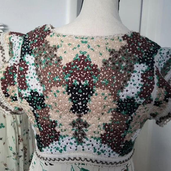 Anthropologie Floral Beige Maxi Dress/used - Picture 8 of 12